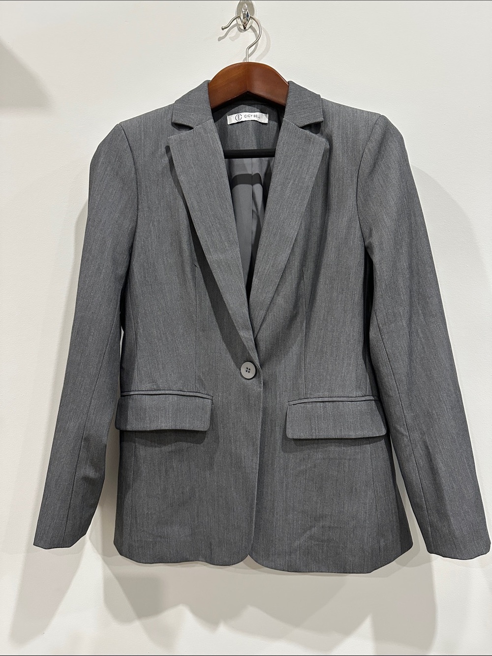 Classic Gray Single-Button Women's Blazer